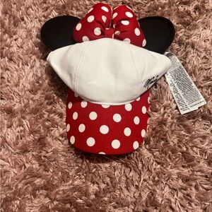Disneyland Minnie Mouse Red and White Polka Dot Hat with Ears